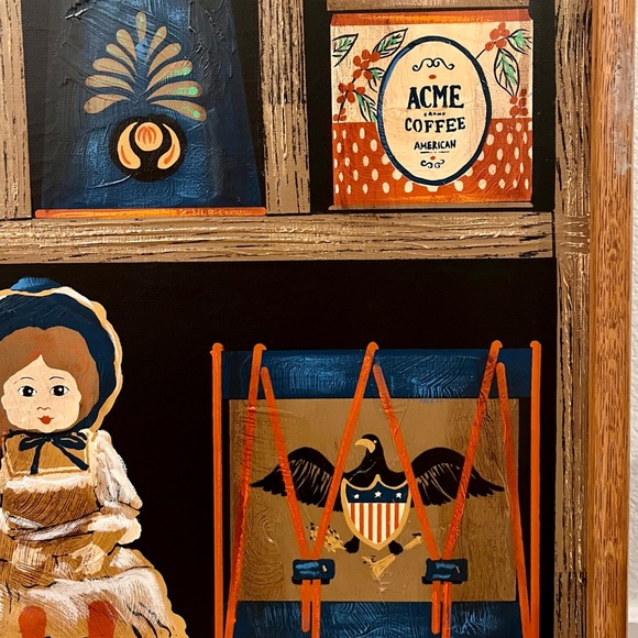 Americana Folk Art Oil Painting by Huntington - Picture 4 of 8